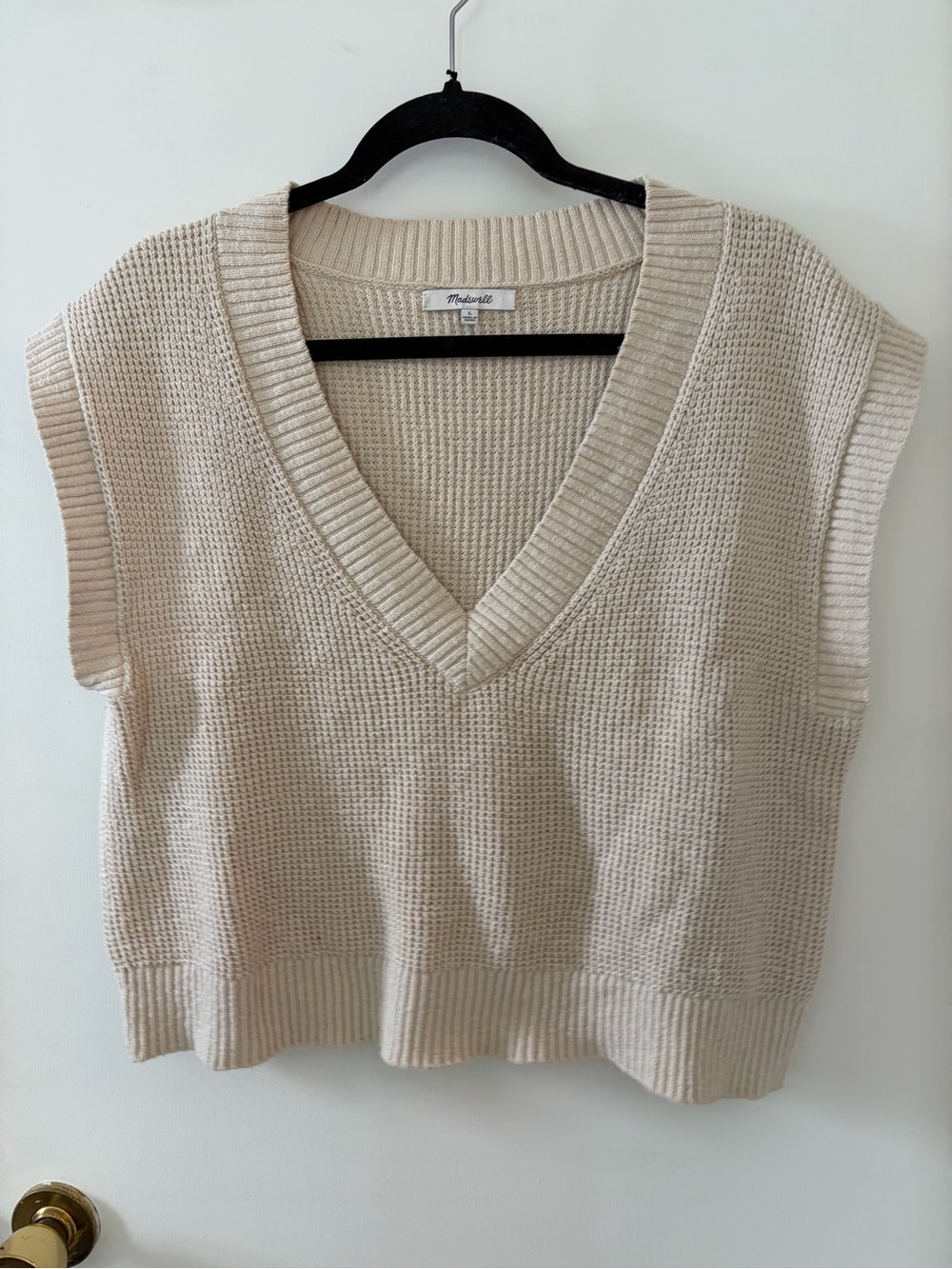 Madewell Waffle V-Neck Sweater Vest in Harvest Moon Size Large